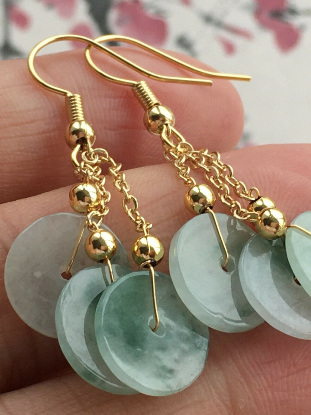 Certified natural A grade JADE Jadeite carving Lucky Earrings 耳环